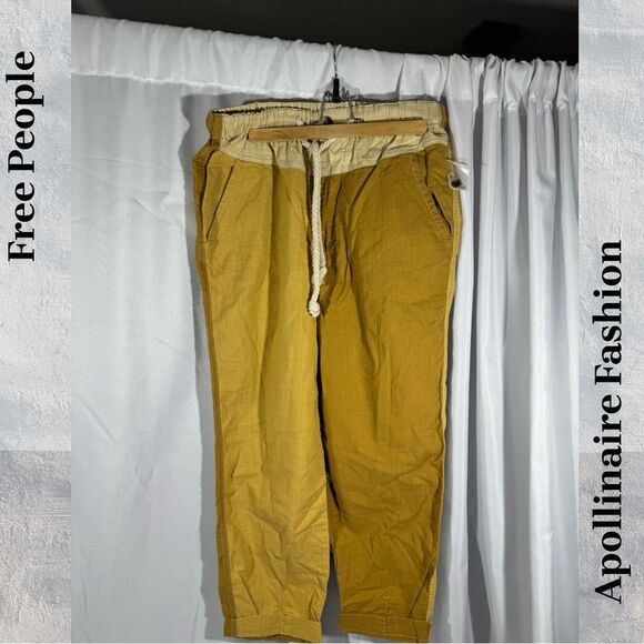 FREE PEOPLE MIXED UP UTILITY PANTS IN TAN COMBO SIZE MEDIUM NEW - Picture 6 of 7